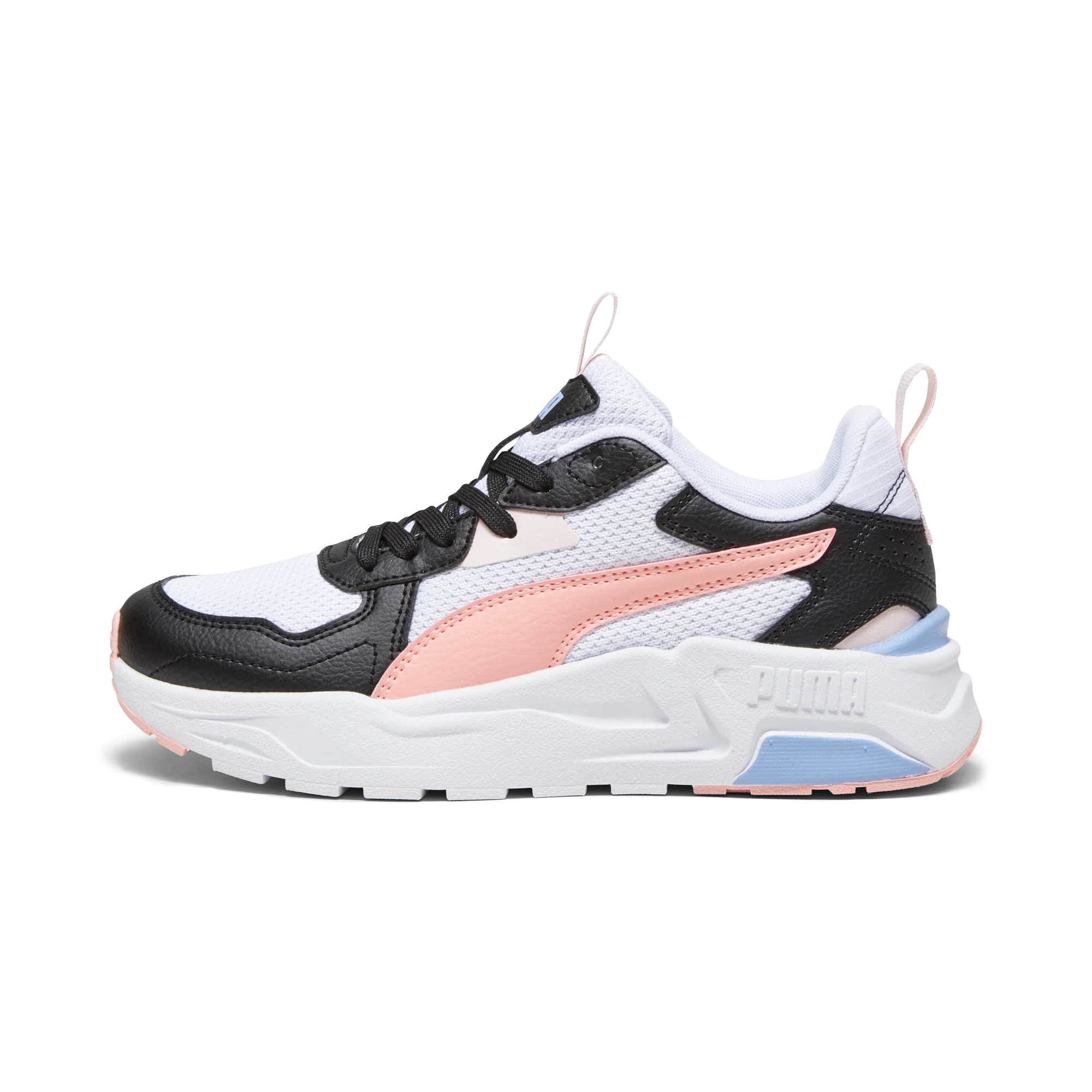 Scarpe da ginnastica da ragazza bianche con inserti neri e rosa Puma Trinity Lite - Image 2