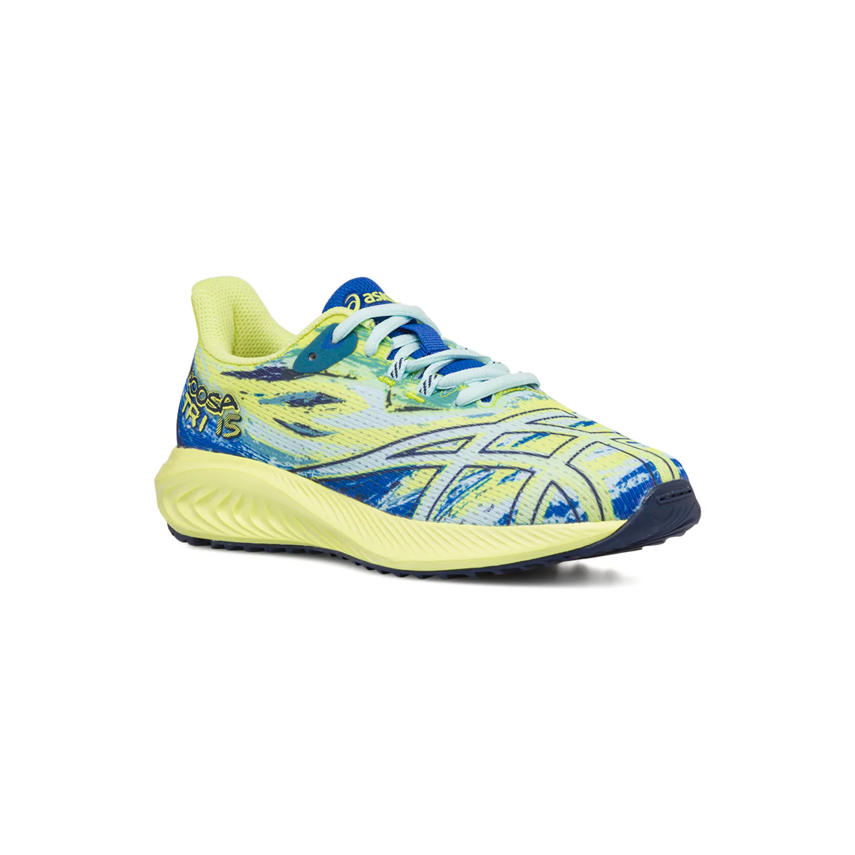 Scarpe da running da ragazzo gialle, verdi e blu Asics Gel-Noosa Tri 15 GS - Image 4