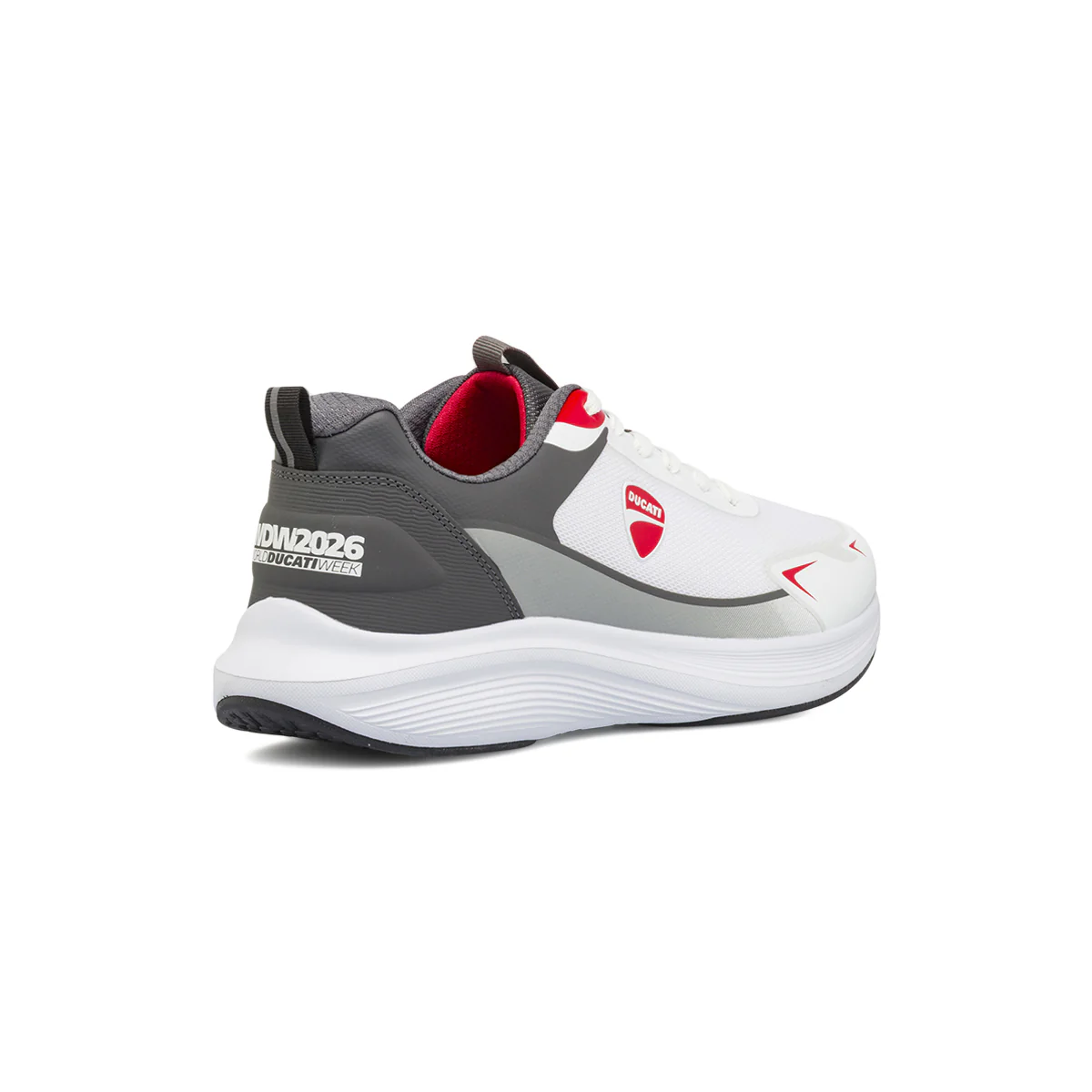 Scarpe da ginnastica da uomo bianche con logo rosso Ducati - Image 3