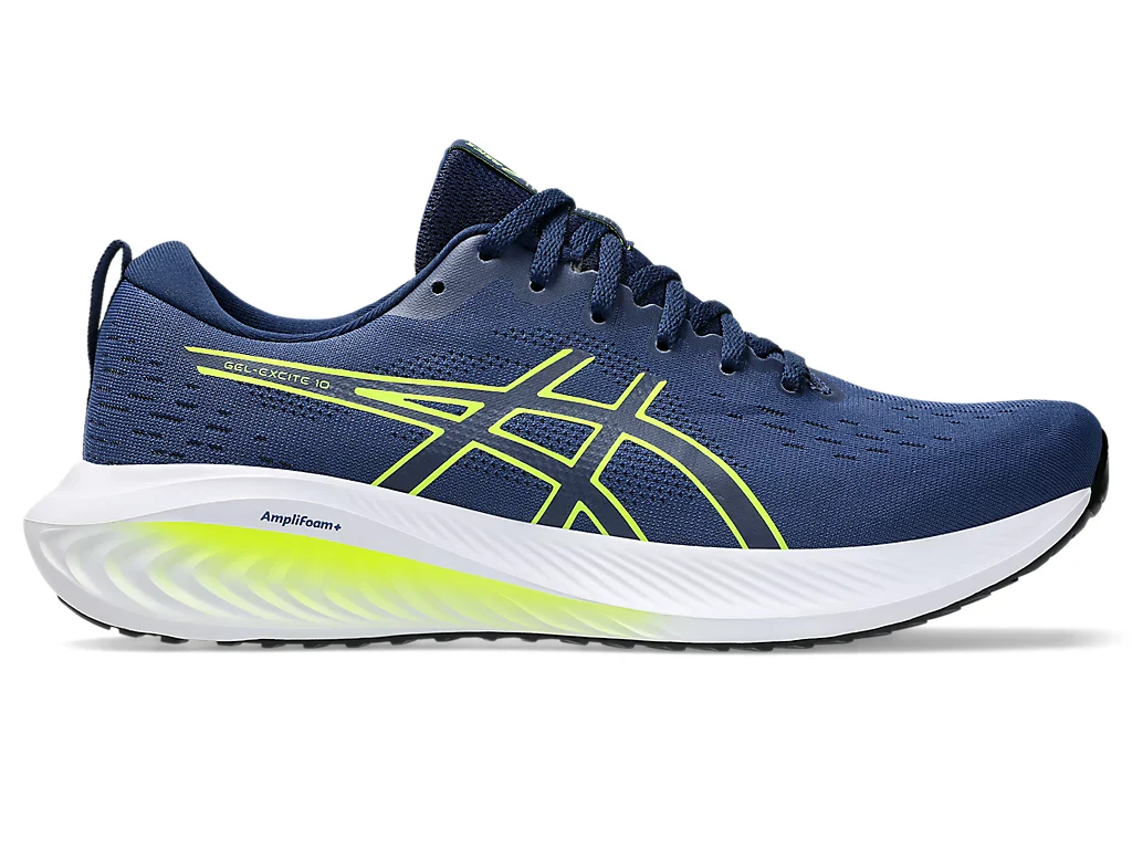 Scarpe da running da uomo blu con dettagli verde lime e logo Asics GEL-EXCITE 10