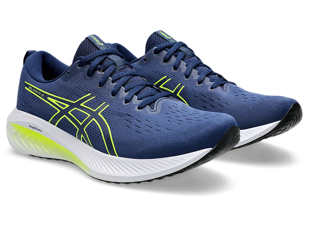 Scarpe da running da uomo blu con dettagli verde lime e logo Asics GEL-EXCITE 10 - Image 2