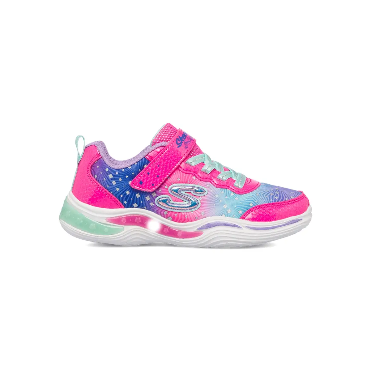 Scarpe da ginnastica fucsia da bambina con luci nella suola Skechers S Lights: Power Petals