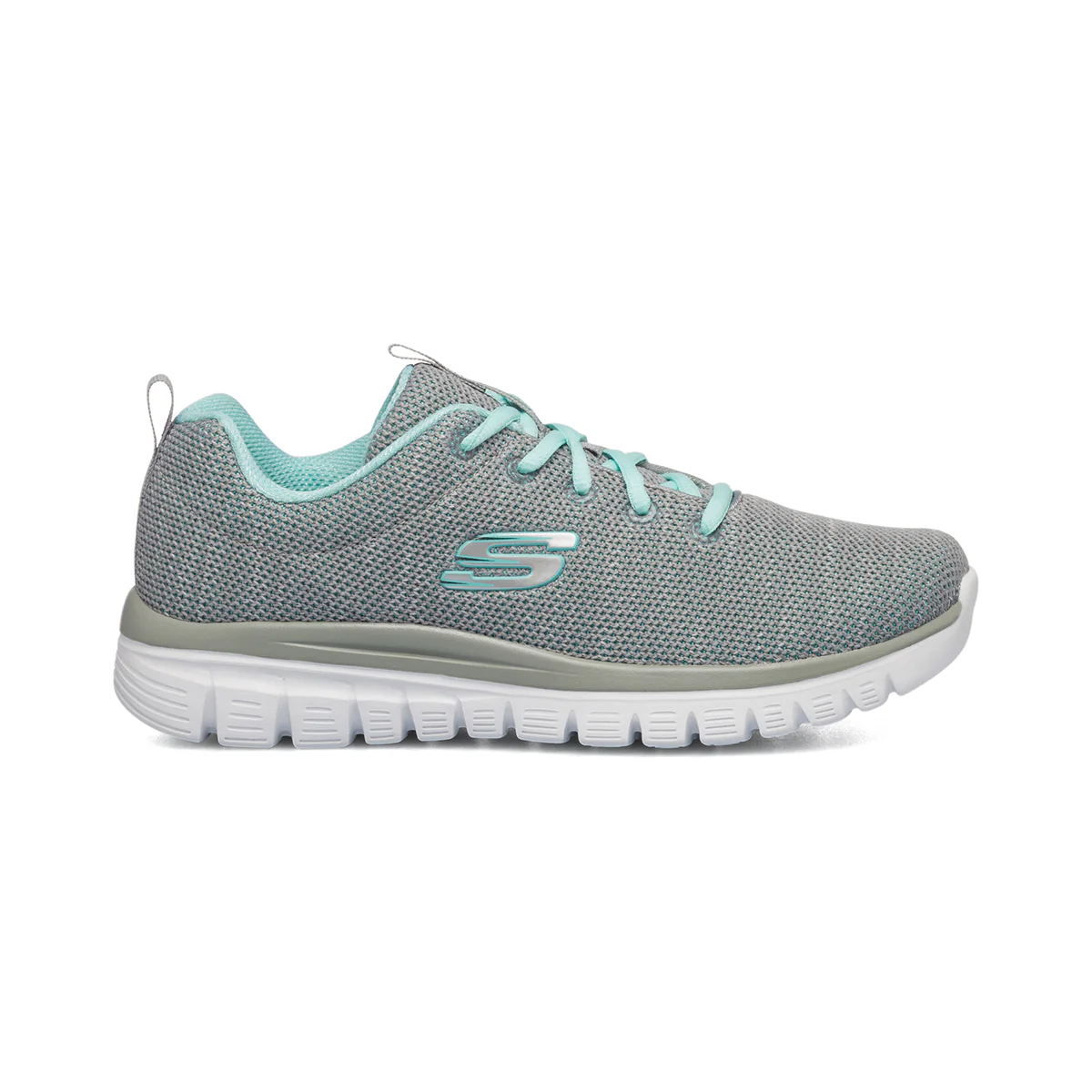 Scarpe da ginnastica grigie da donna con sottopiede Memory Foam Skechers Graceful Twisted Fortune - Image 7