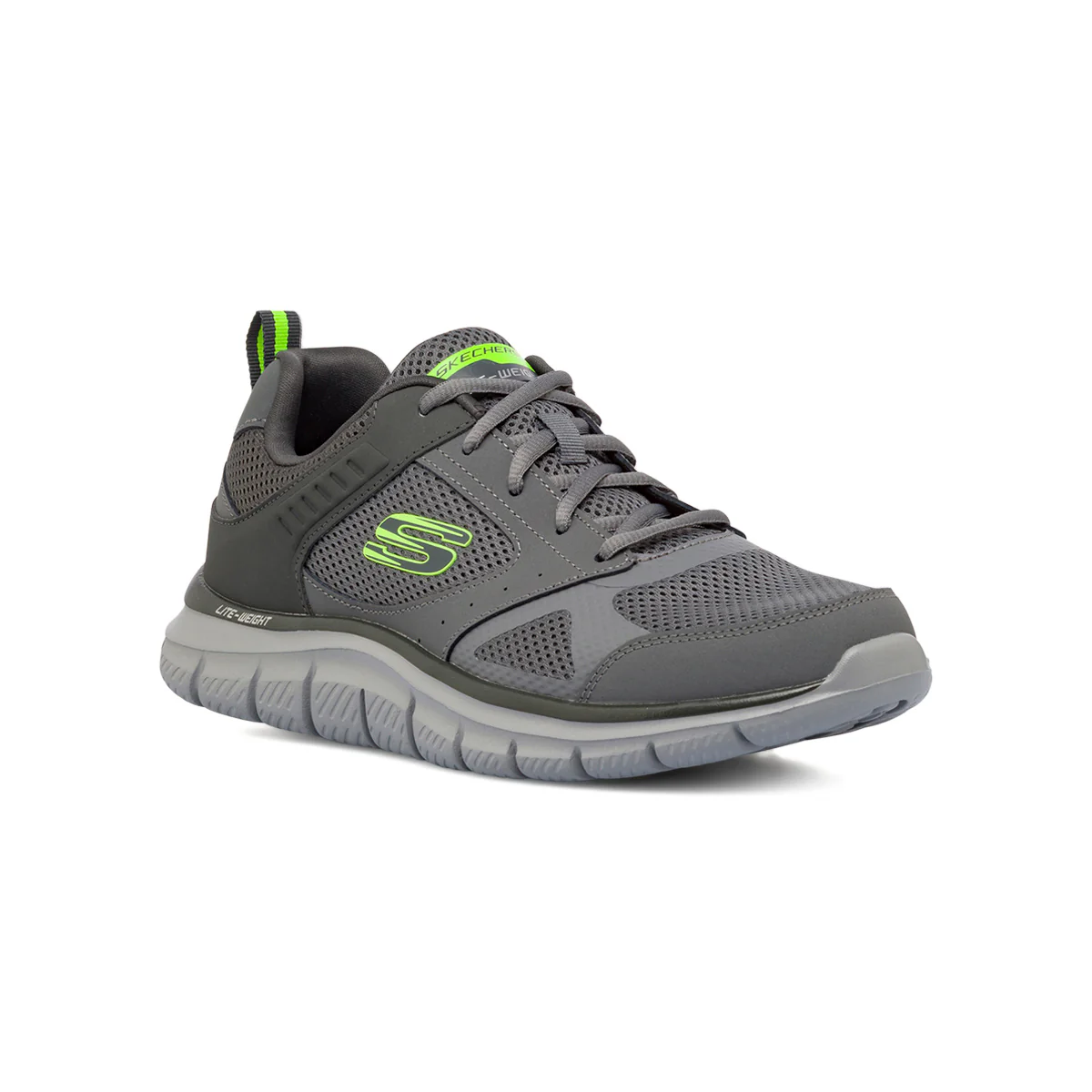 Scarpe da ginnastica grigie da uomo con dettagli fluo Skechers Track - Image 2