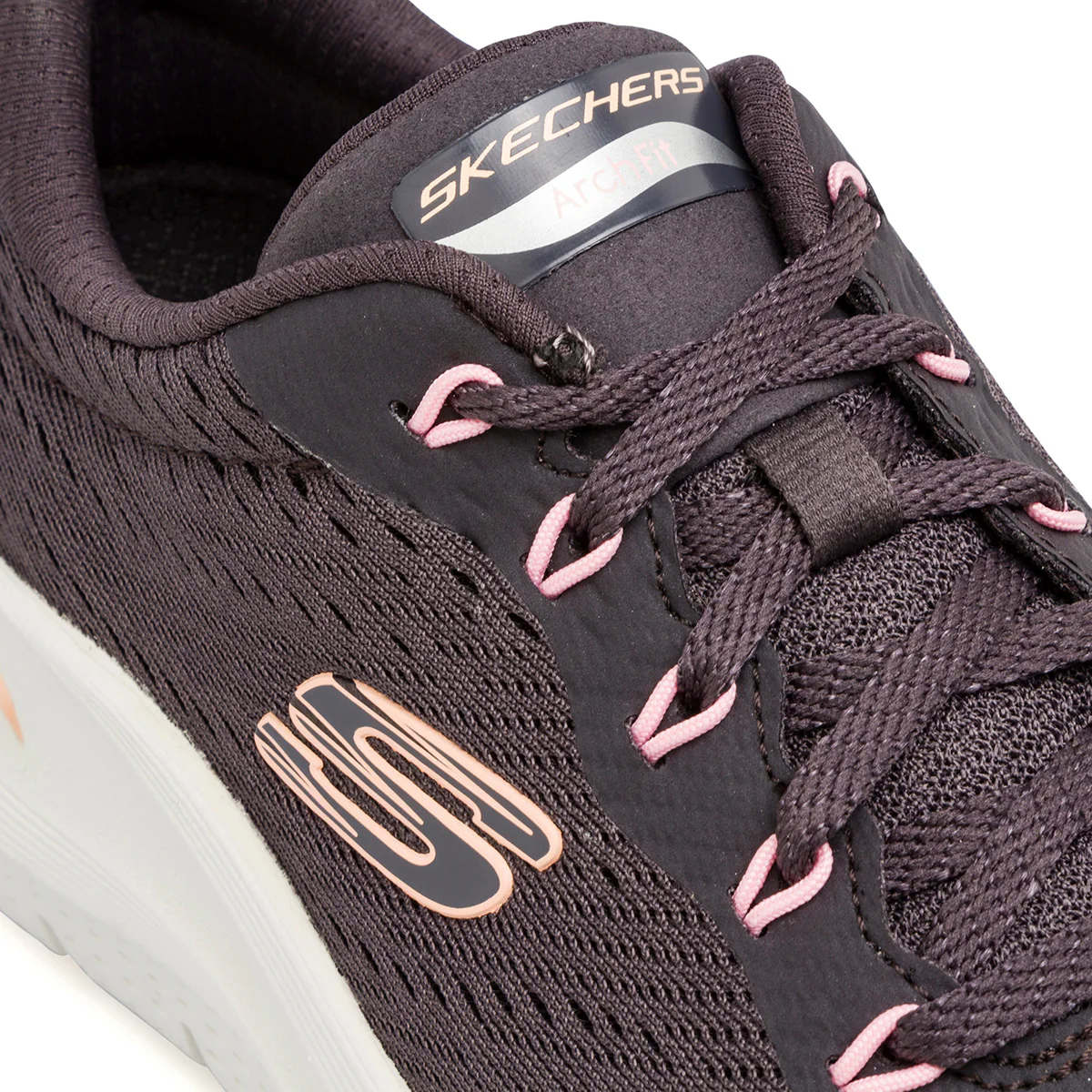 Scarpe da ginnastica grigio scuro con dettagli rosa Skechers Arch Fit - Image 5