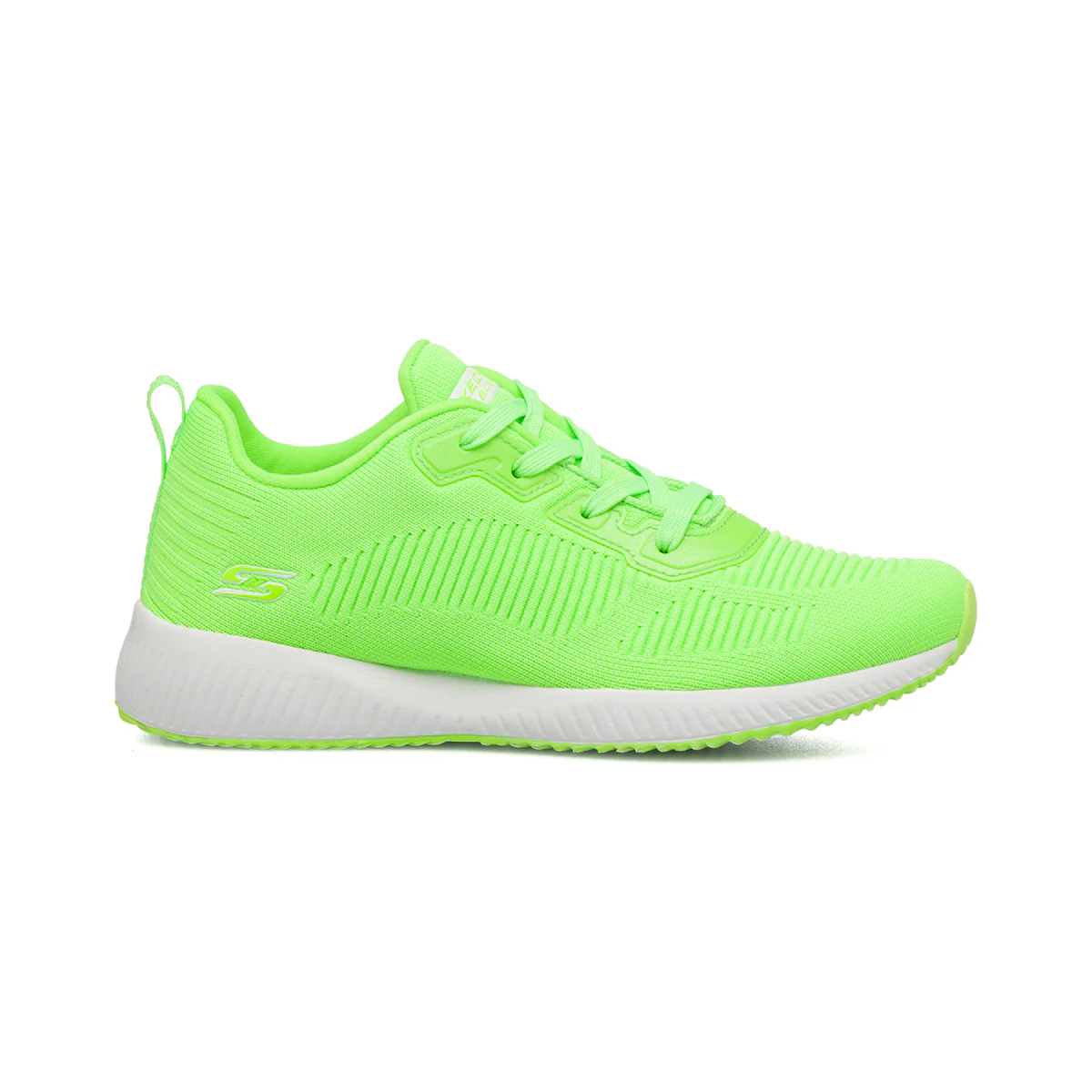 Scarpe da ginnastica verde lime fluo da donna con sottopiede Memory Foam Skechers Bobs Squad Glowrider