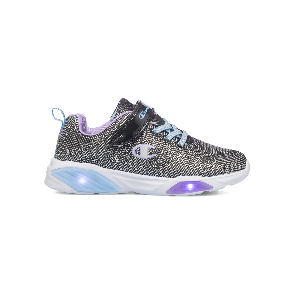Scarpe da ginnastica nere da bambina con luci nella suola Champion Wave G PS - Image 4
