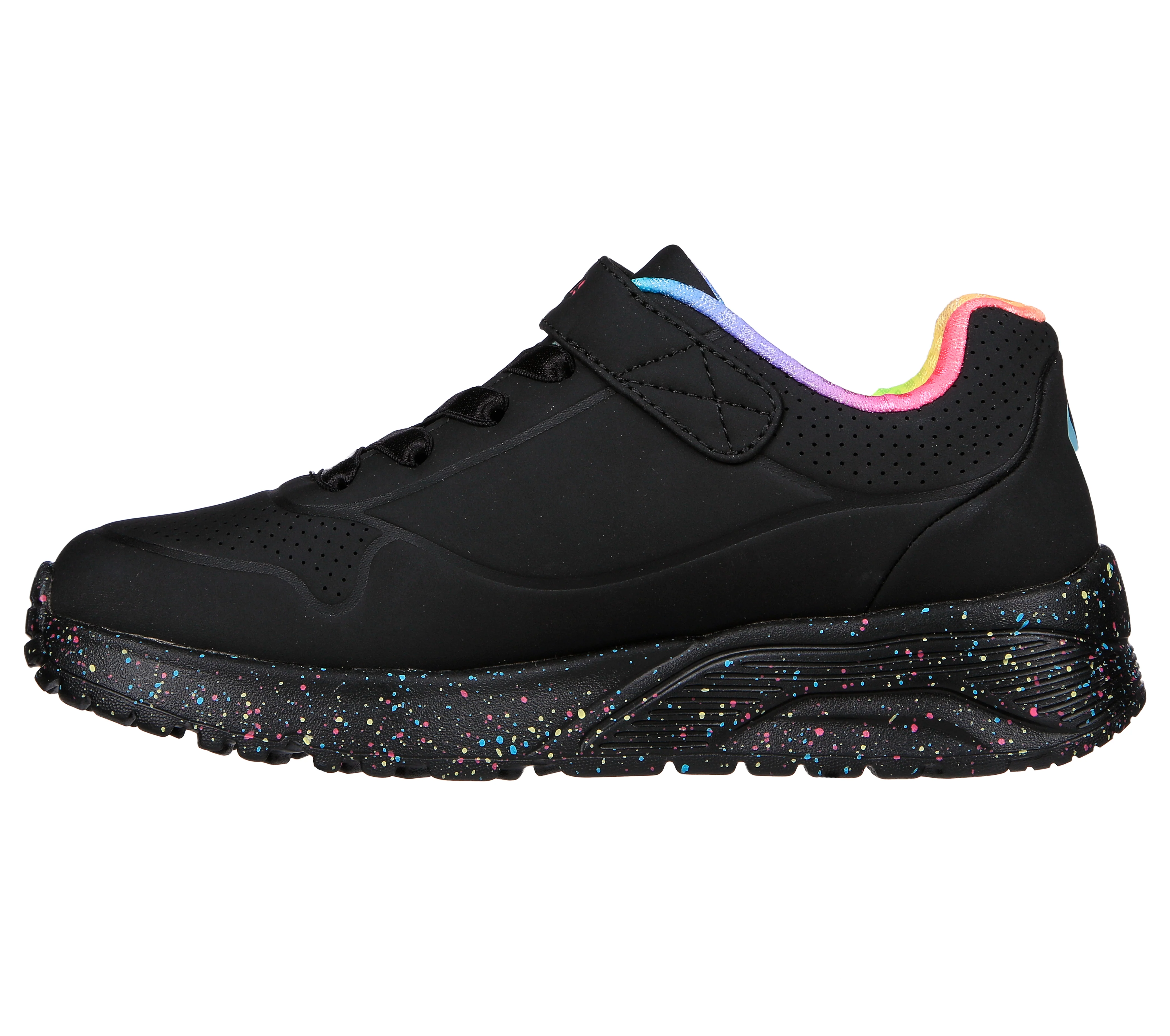 Scarpe da ginnastica nere da bambina con soletta Air-Cooled Memory Foam Skechers Uno Lite - Rainbow - Image 4