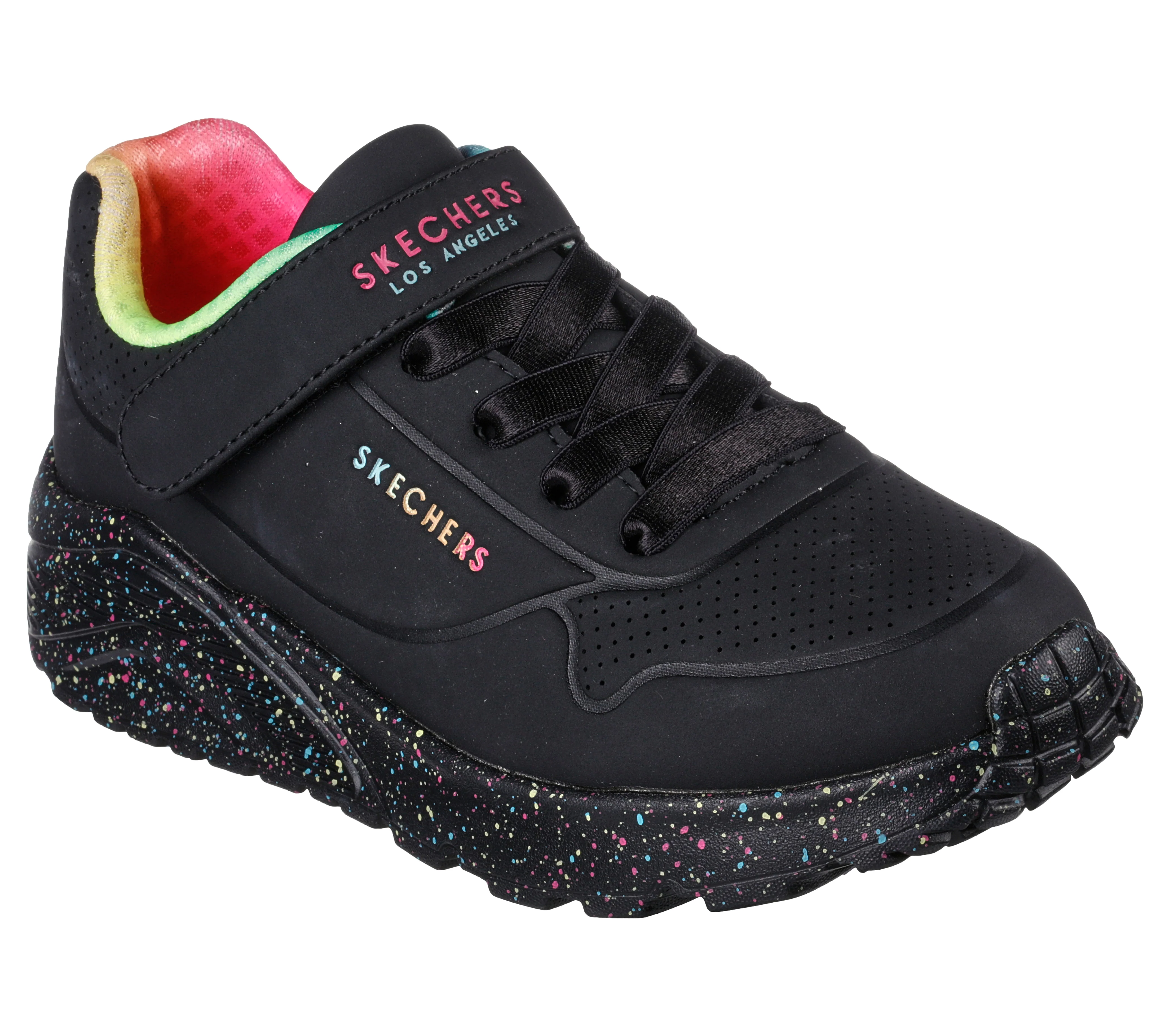 Scarpe da ginnastica nere da bambina con soletta Air-Cooled Memory Foam Skechers Uno Lite - Rainbow - Image 5