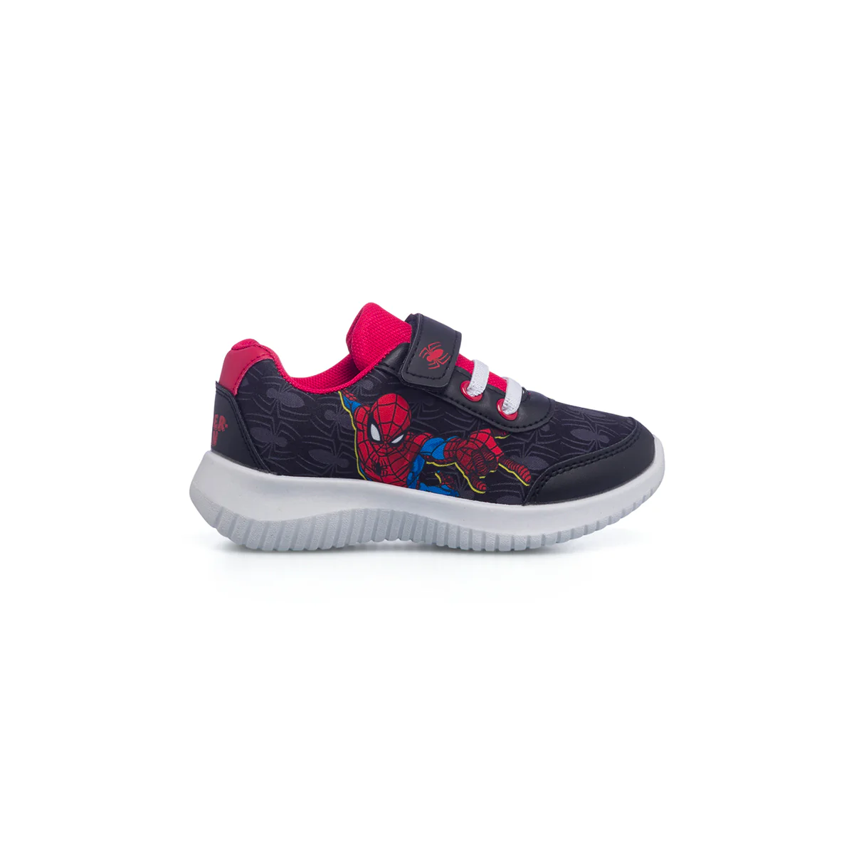 Scarpe da ginnastica nere da bambino con stampa laterale Spiderman
