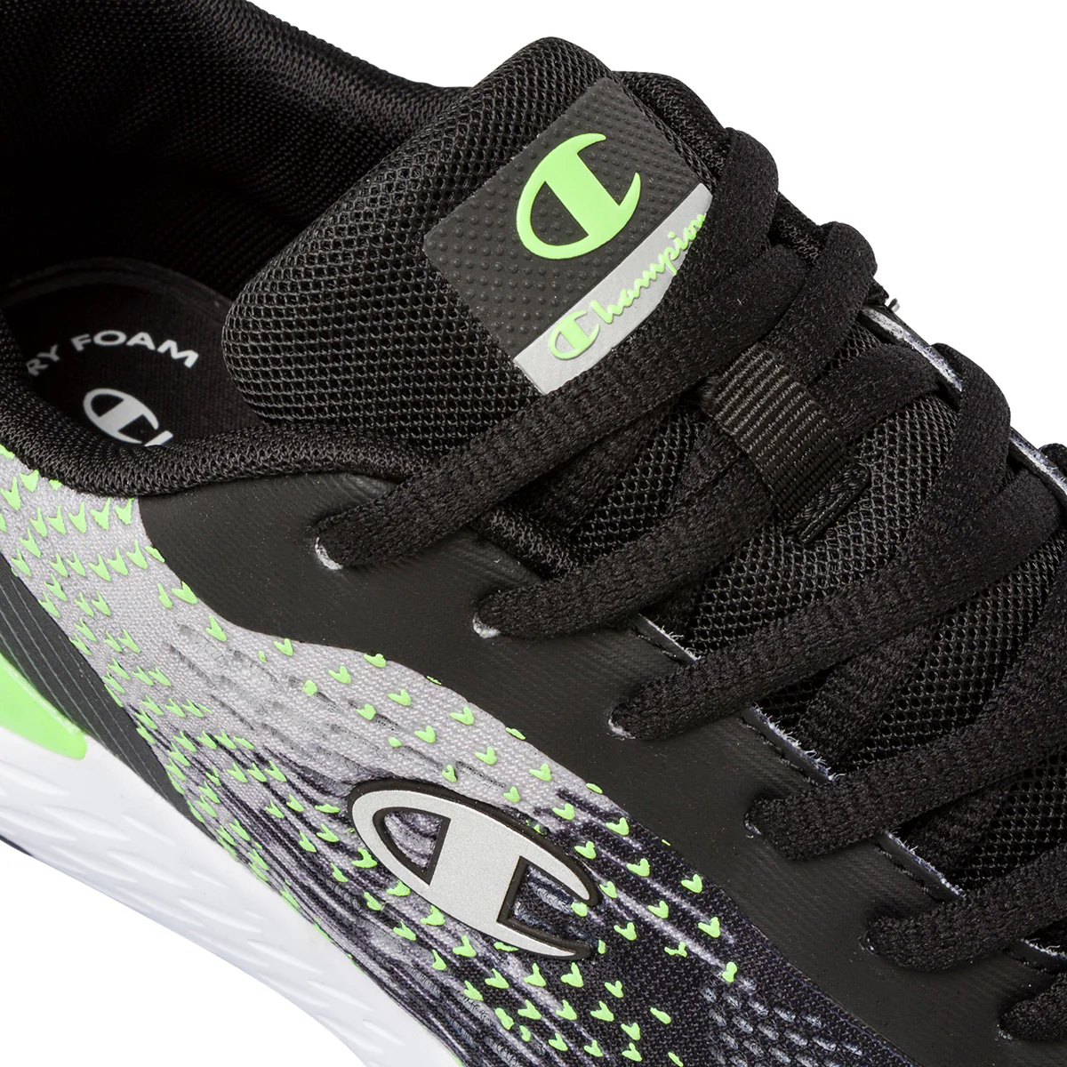 Scarpe da ginnastica nere e grigie da uomo con dettagli verdi Champion Bold 3 - Image 6