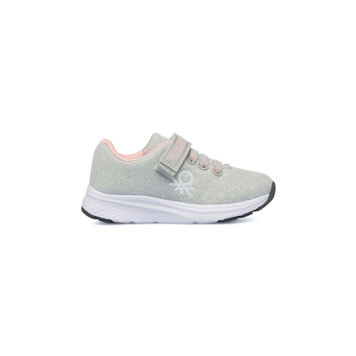 Scarpe da ginnastica primi passi argento effetto glitterato da bambina Benetton Pepper