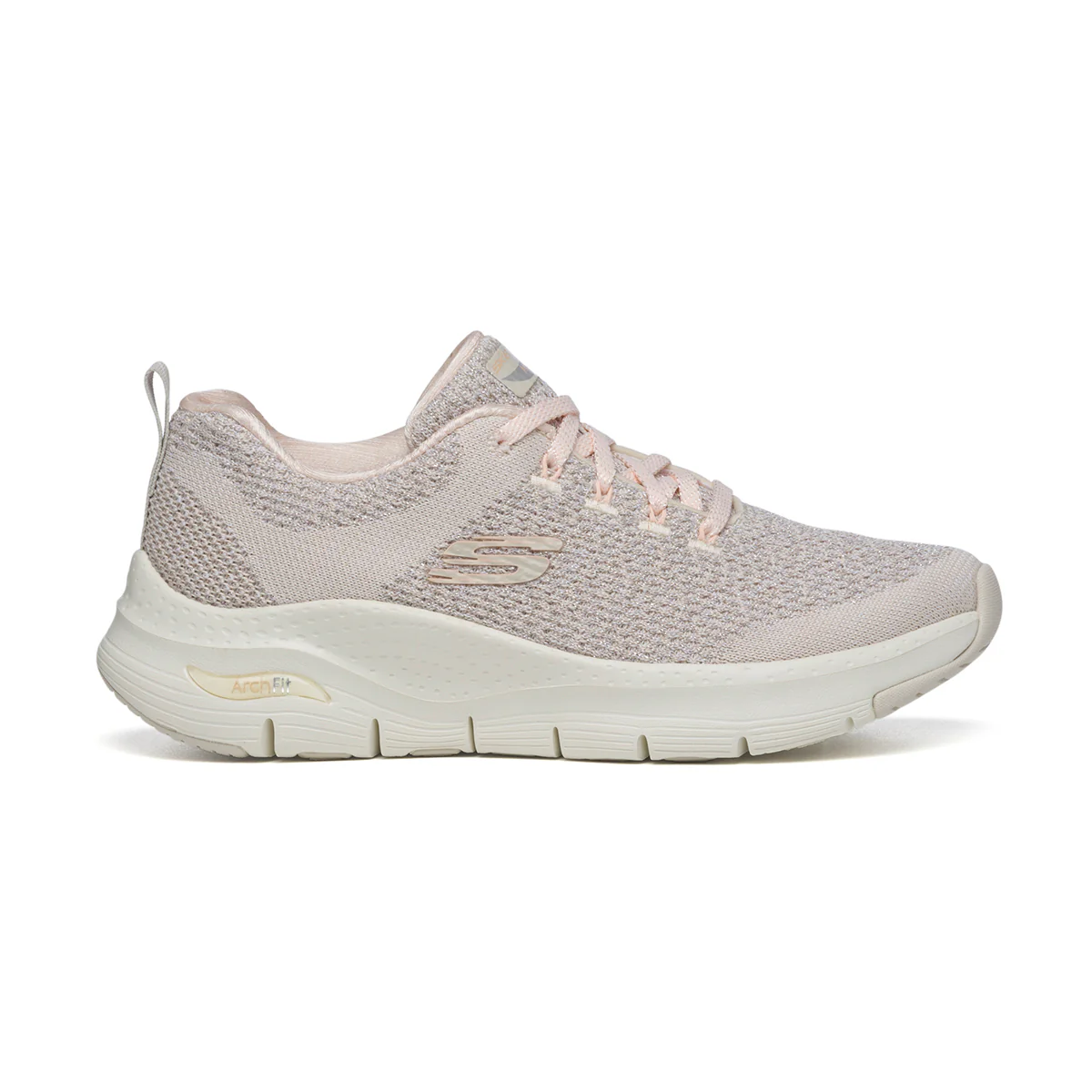 Scarpe da ginnastica rosa da donna in tessuto mesh con soletta Air-Cooled Skechers Arch-Fit