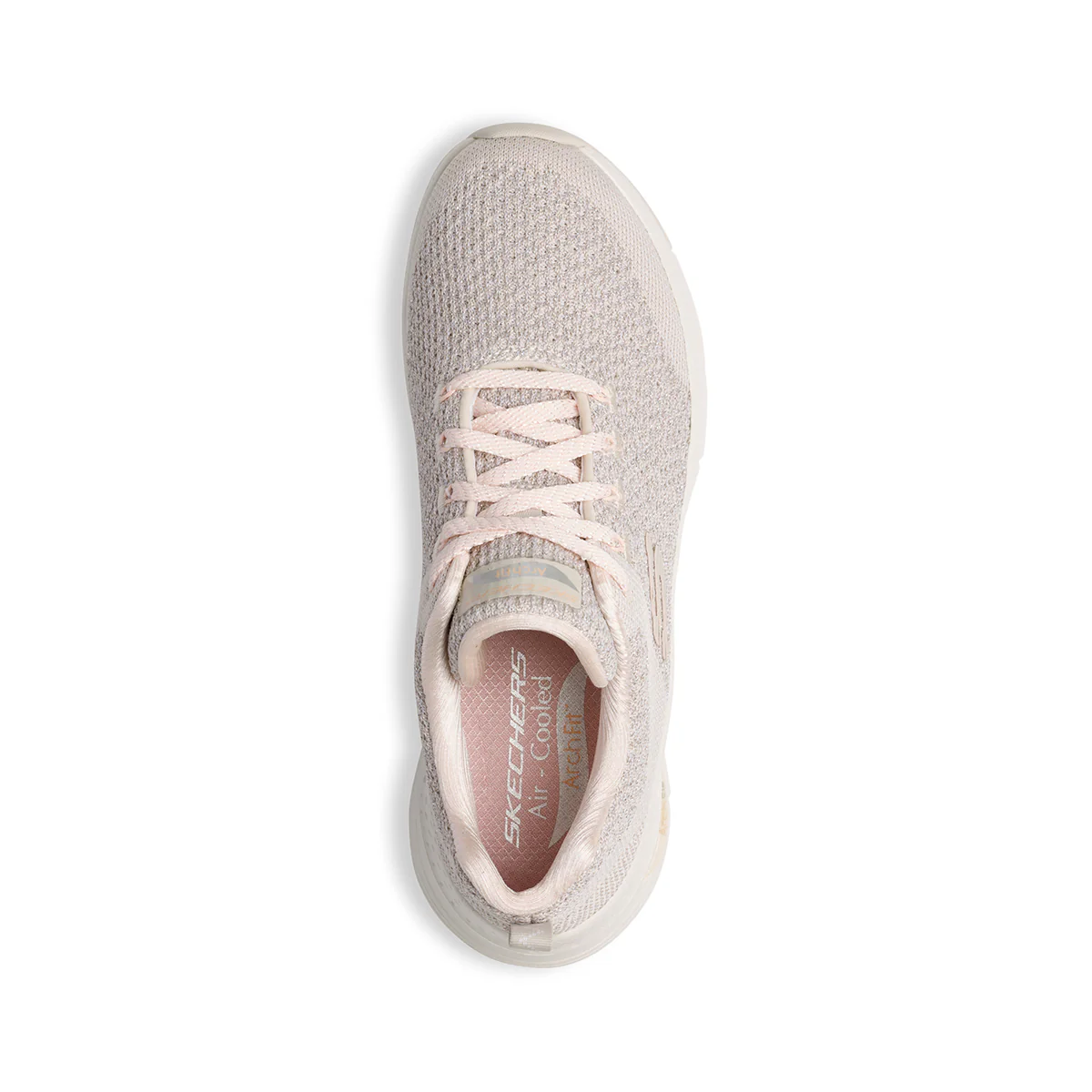 Scarpe da ginnastica rosa da donna in tessuto mesh con soletta Air-Cooled Skechers Arch-Fit - Image 8