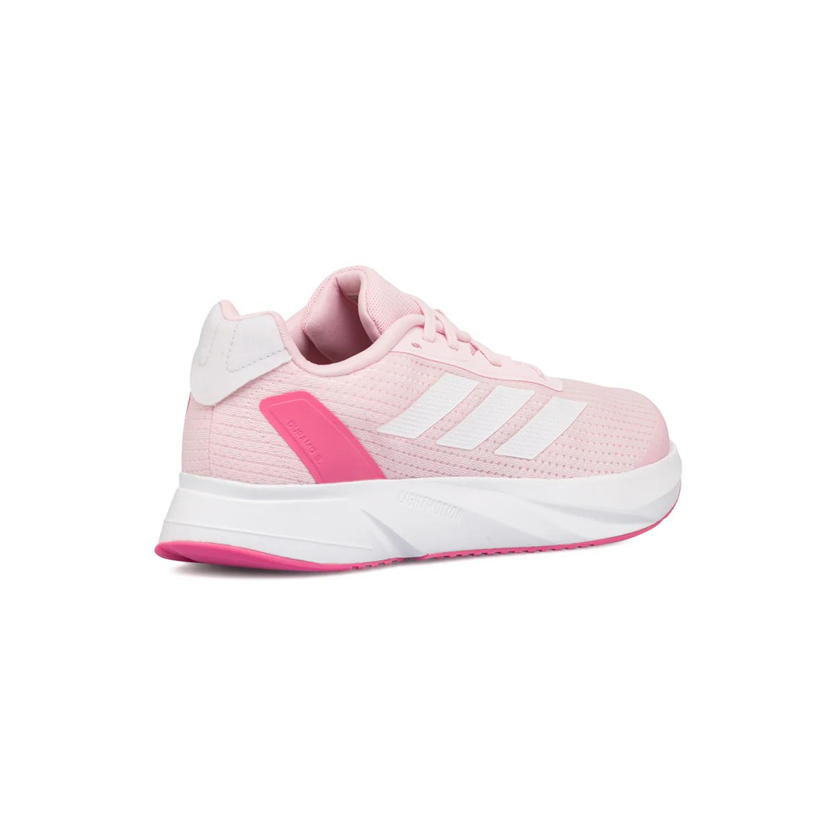 Scarpe da ginnastica rosa da ragazza con strisce laterali bianche e dettagli fucsia adidas Duramo SL - Image 3