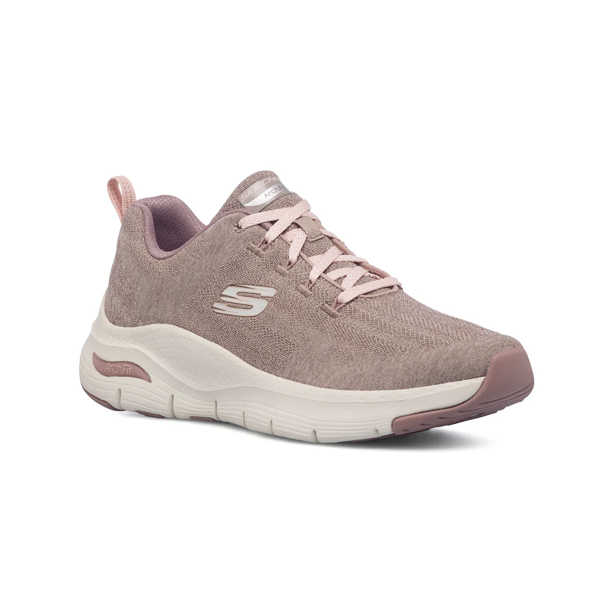 Scarpe da ginnastica taupe da donna con soletta Arch-Fit Skechers Comfy Wave - Image 2