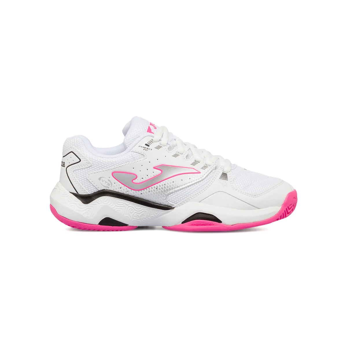 Scarpe da padel bianche da donna con dettagli neri e fucsia Joma T.Master 1000