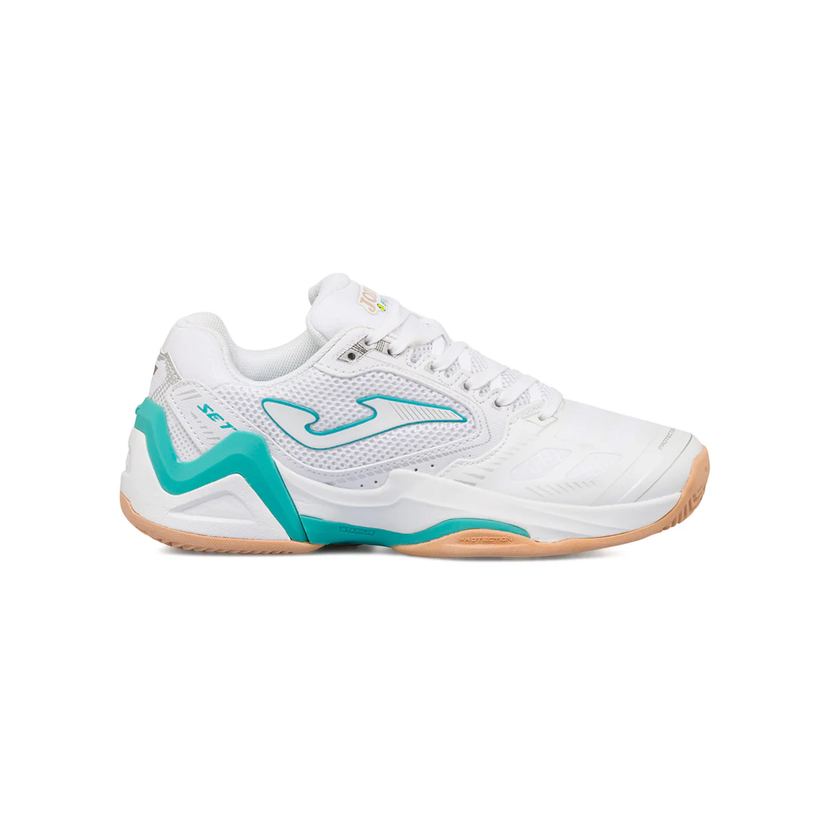 Scarpe da padel bianche da donna con dettagli verdi e gialli Joma T.Set