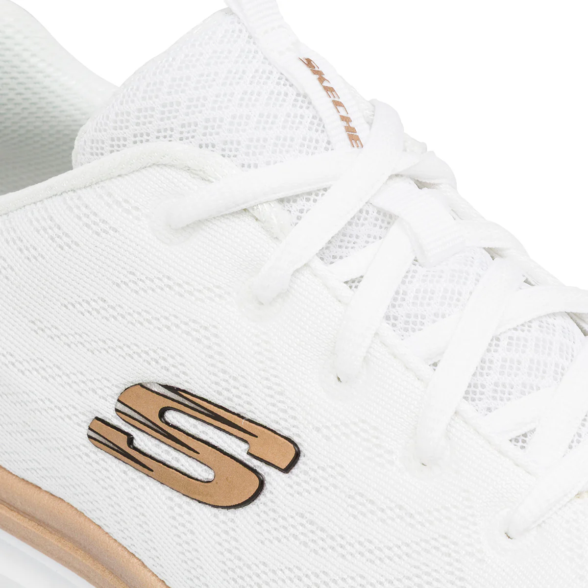Scarpe da running bianche da Donna con logo dorato e Memory Foam Skechers - Image 4