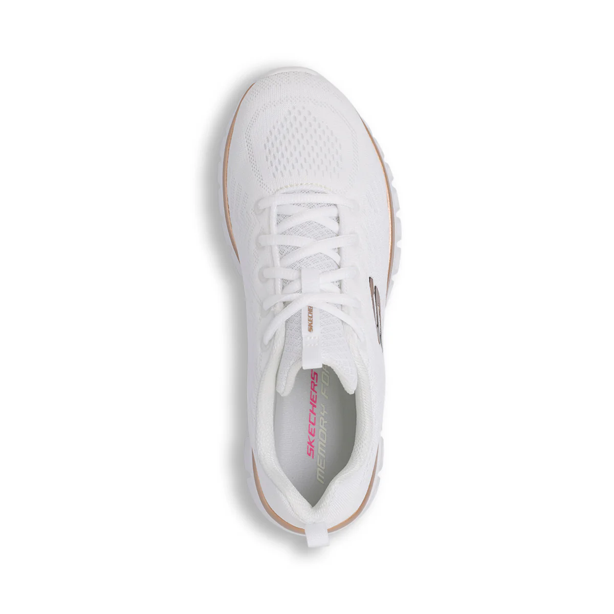 Scarpe da running bianche da Donna con logo dorato e Memory Foam Skechers - Image 5