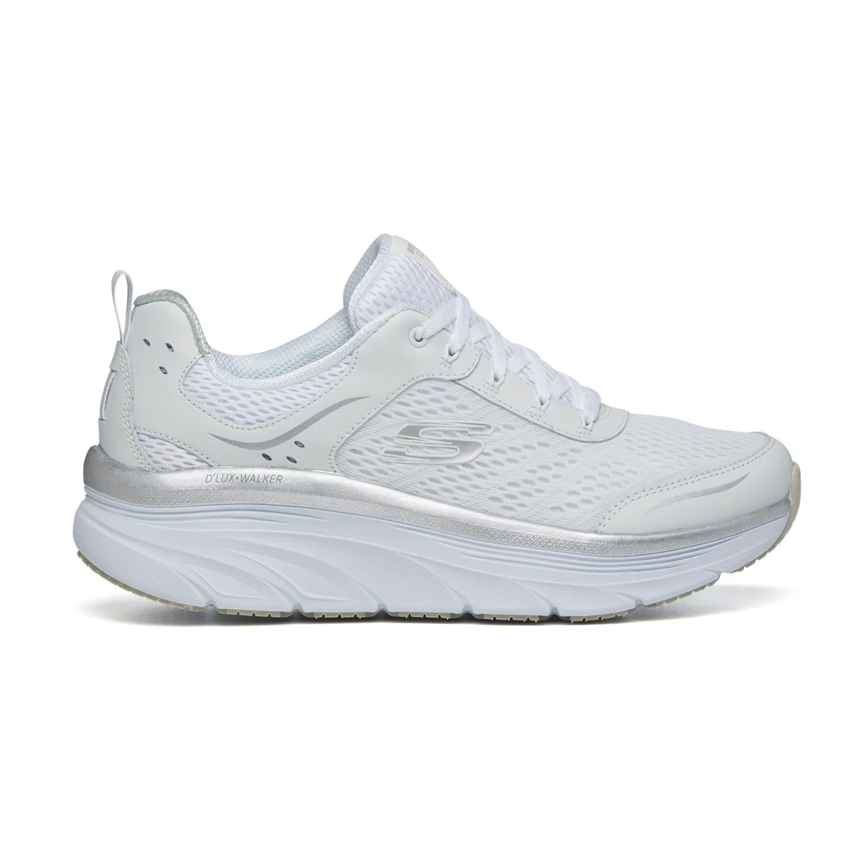 Scarpe da running bianche in tessuto mesh con soletta Memory Foam Skechers D'Lux Walker