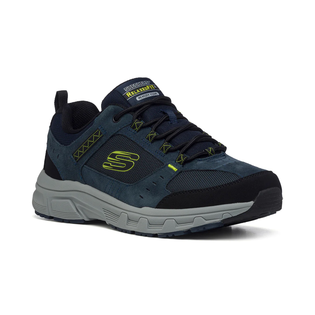 Scarpe da running blu in pelle e tessuto mesh con soletta Memory Foam Skechers Oak Canyon - Image 2