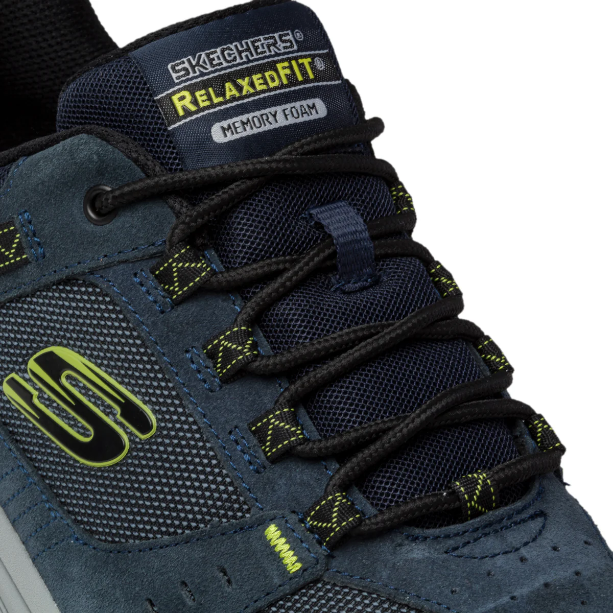 Scarpe da running blu in pelle e tessuto mesh con soletta Memory Foam Skechers Oak Canyon - Image 6