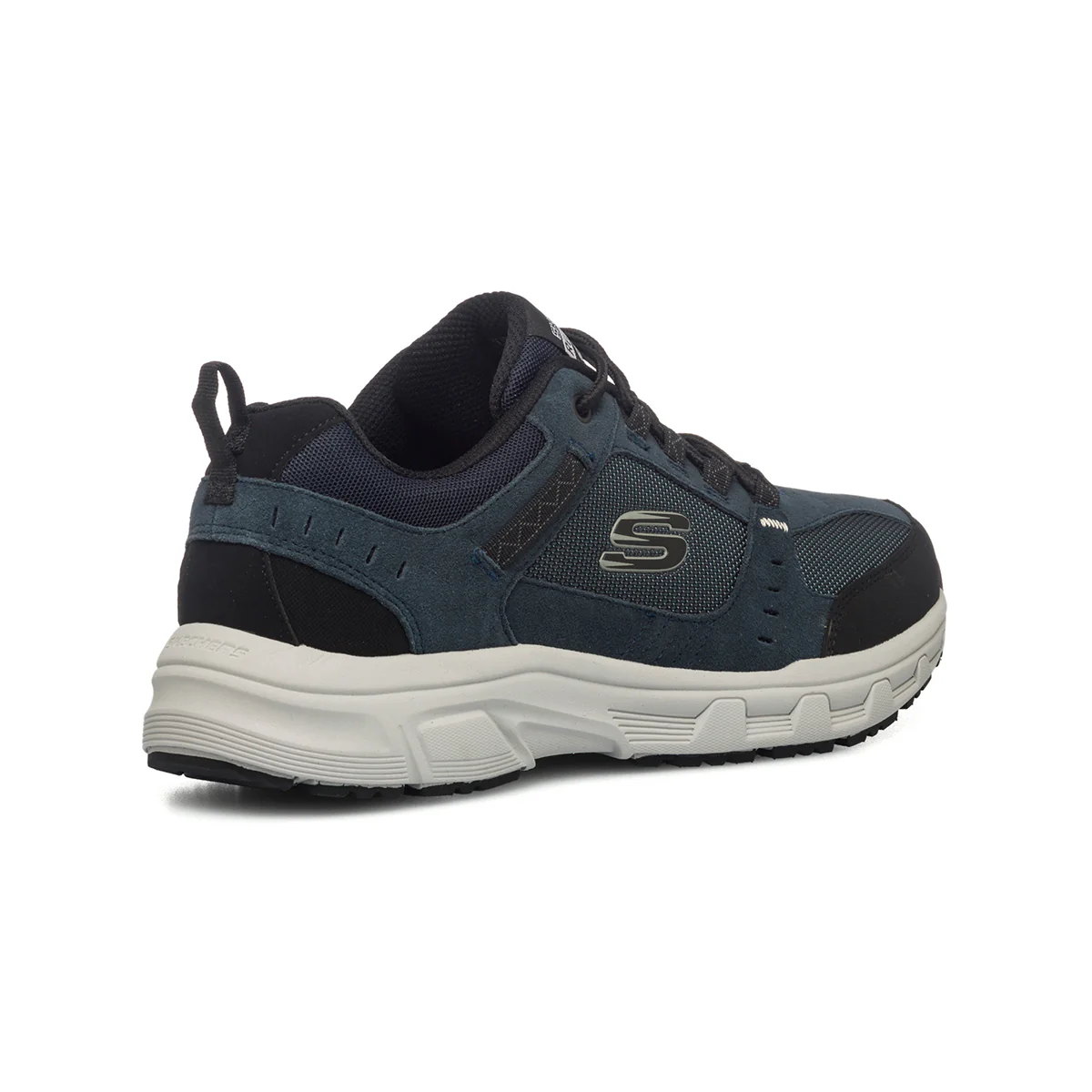 Scarpe da running blu in pelle e tessuto mesh con soletta Memory Foam Skechers Oak Canyon - Image 3