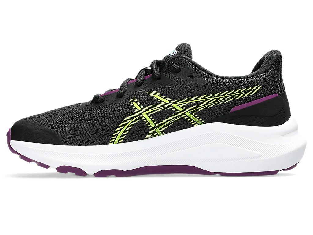 Scarpe da running da ragazzo nere con logo giallo fluo Asics con tecnologia GEL sul tallone - Image 3