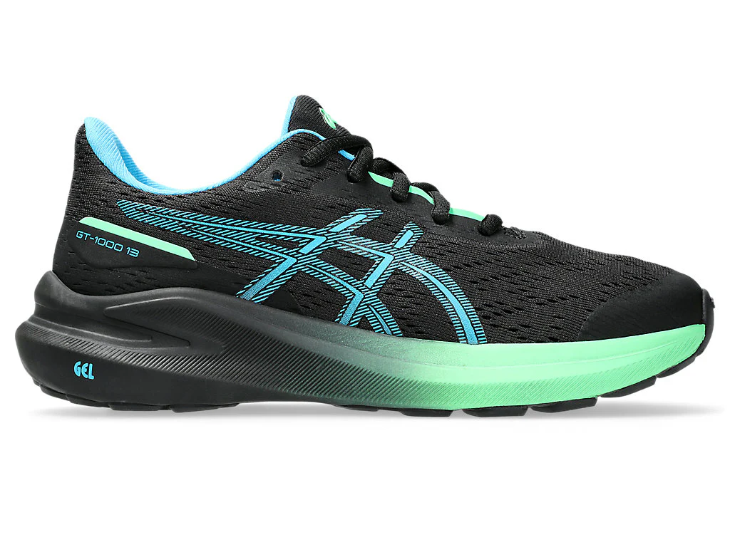 Scarpe da running da ragazzo nere e verde con logo Asics con Tecnologia GEL sul tallone - Image 5