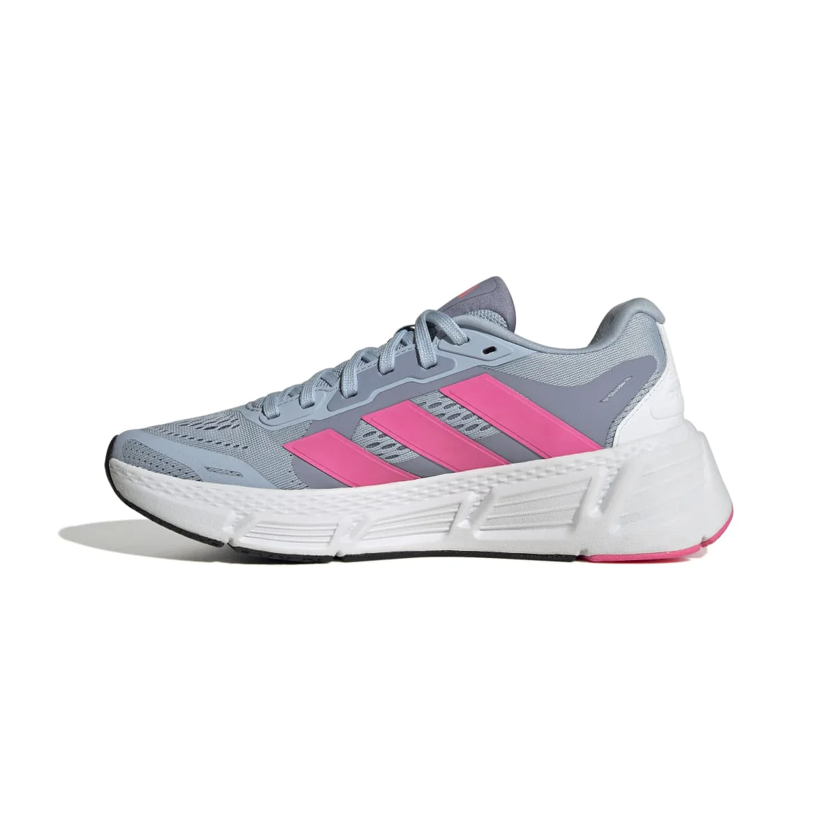 Scarpe da running grigie da donna con strisce laterali rosa adidas Questar 2 - Image 4