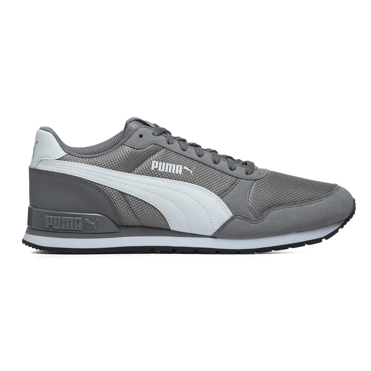 Sneakers grigie e bianche con striscia laterale a contrasto Puma St Runner V2 Mesh