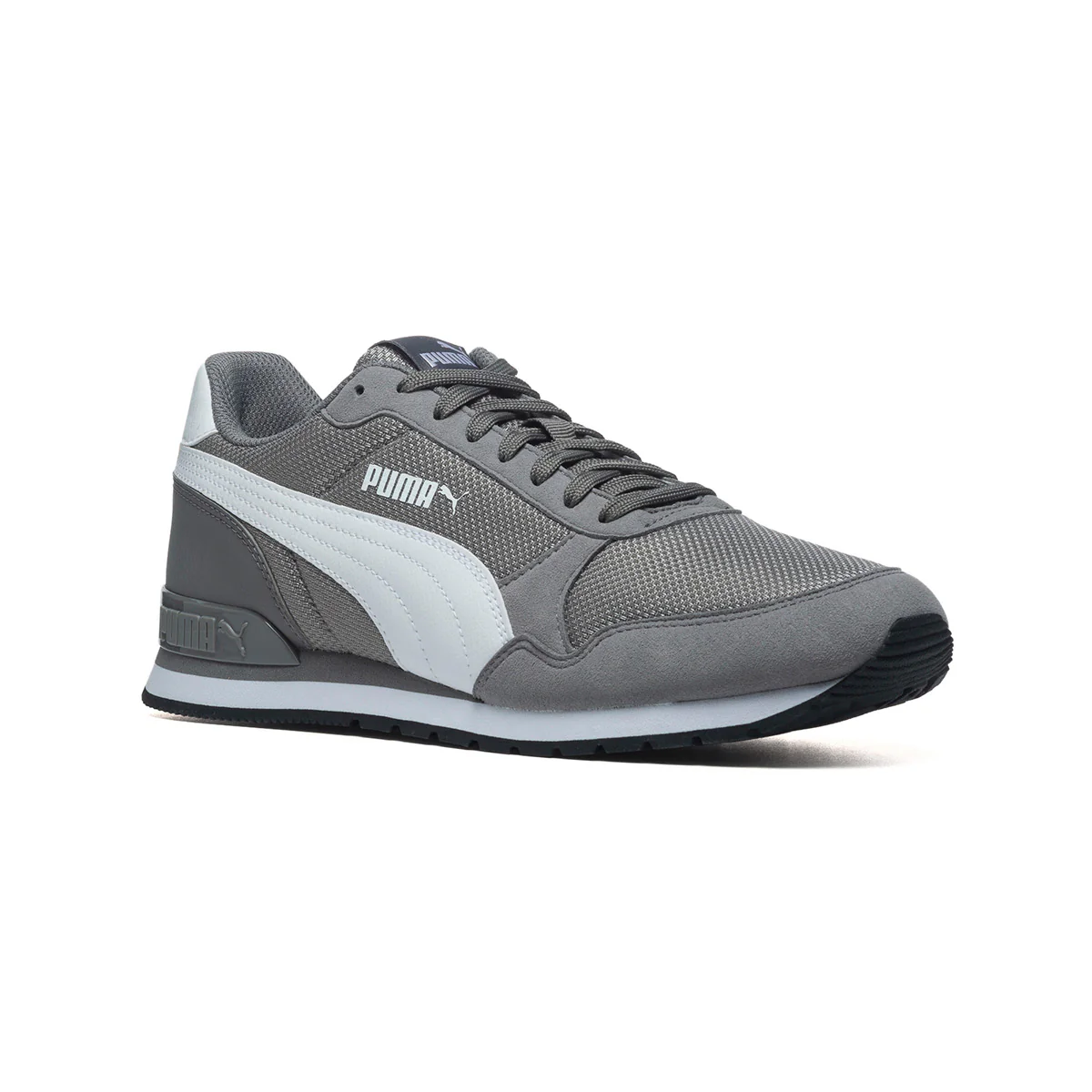 Sneakers grigie e bianche con striscia laterale a contrasto Puma St Runner V2 Mesh - Image 2