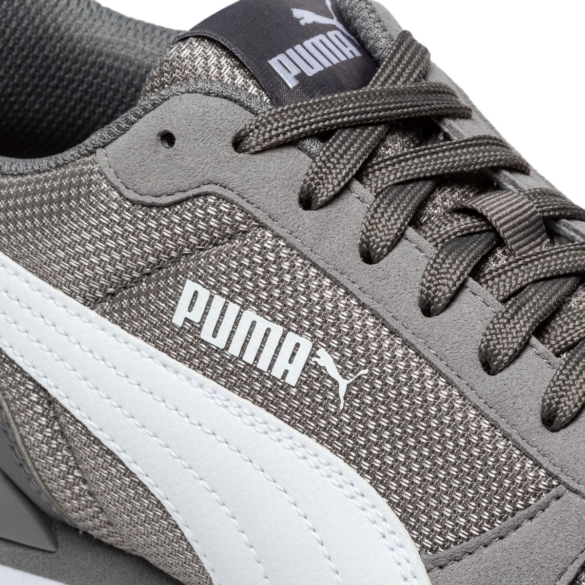 Sneakers grigie e bianche con striscia laterale a contrasto Puma St Runner V2 Mesh - Image 7