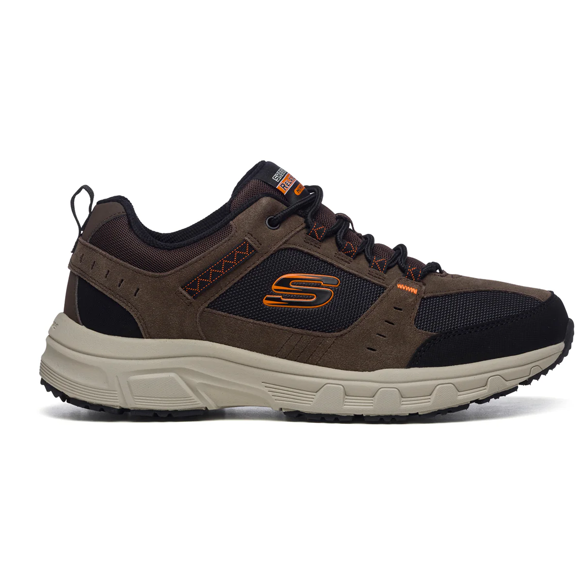 Scarpe da running marrone in pelle e tessuto mesh con soletta Memory Foam Skechers Oak Canyon
