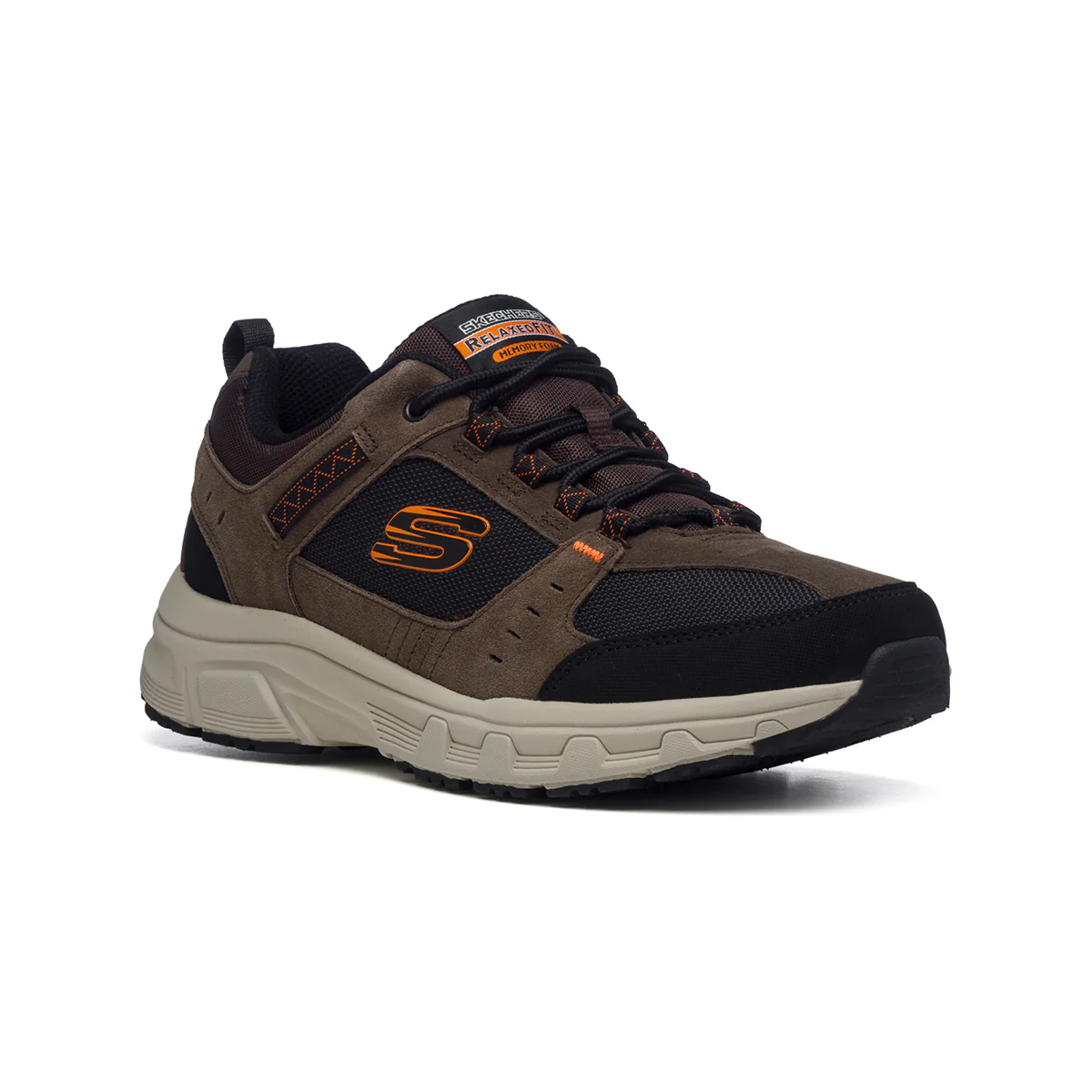 Scarpe da running marrone in pelle e tessuto mesh con soletta Memory Foam Skechers Oak Canyon - Image 2