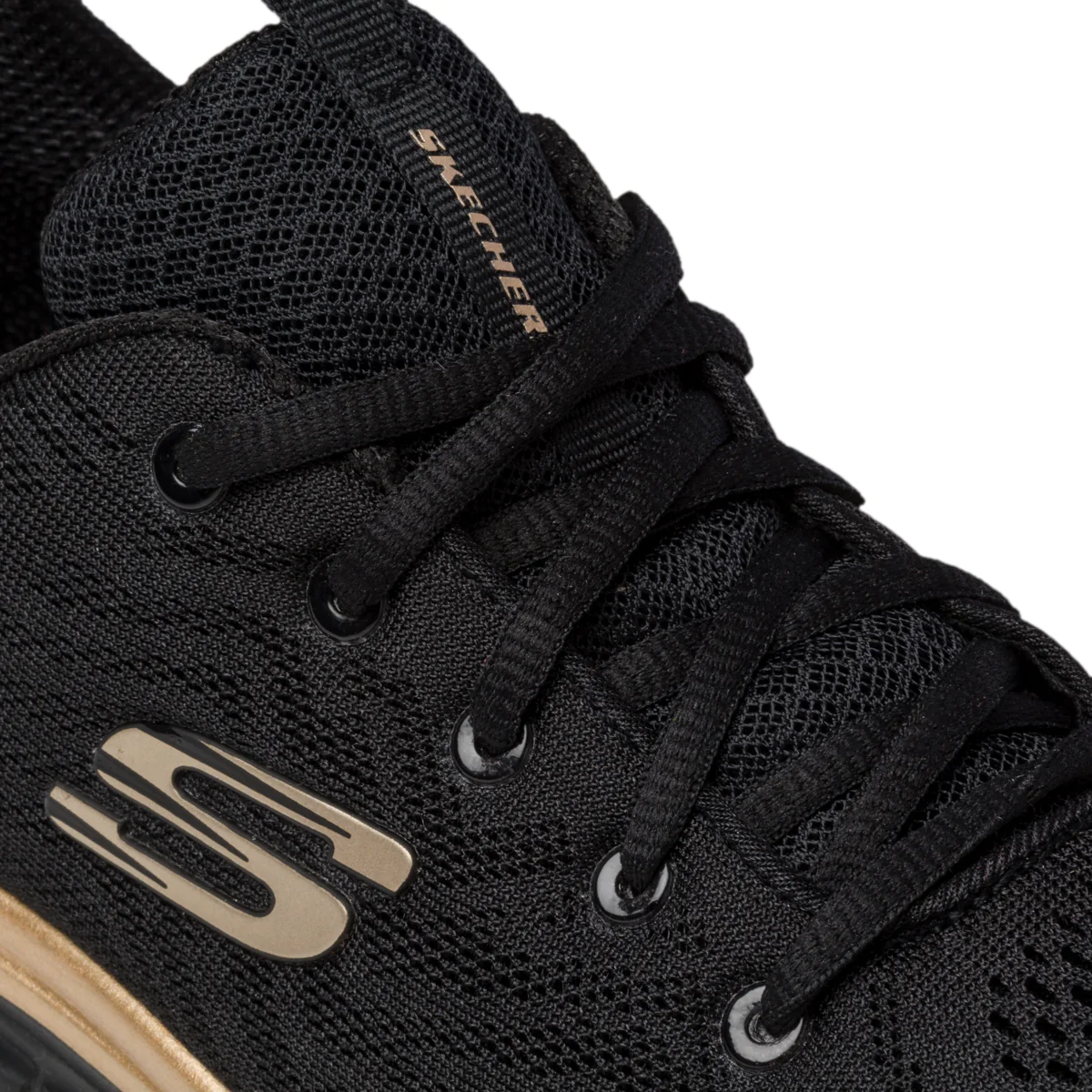 Scarpe da running nere in tessuto mesh con dettagli oro Skechers Graceful - Image 6