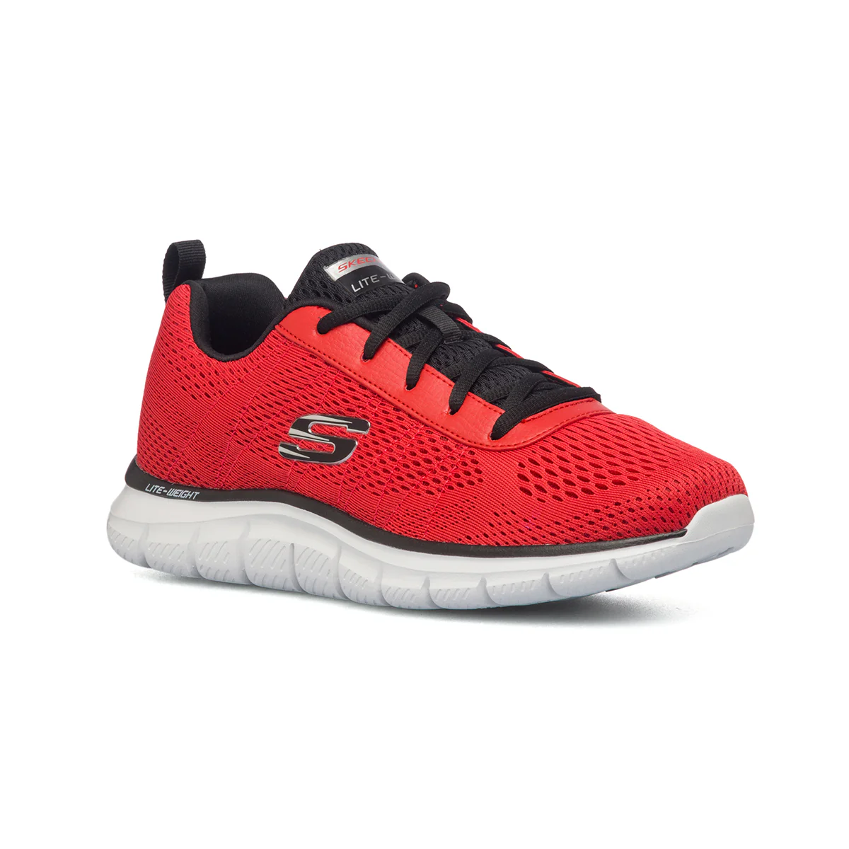 Scarpe da running rosse e nere con suola Memory Foam Skechers Track - Image 2