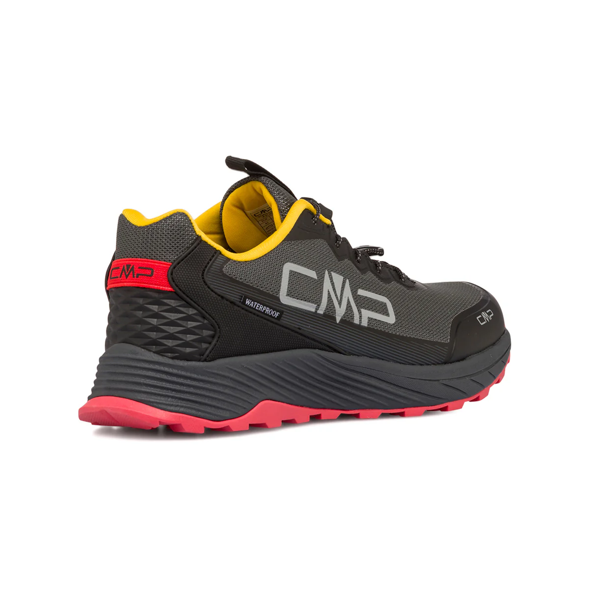 Scarpe da trail running da uomo nere waterproof con dettagli rossi e gialli CMP Phelyx - Image 3