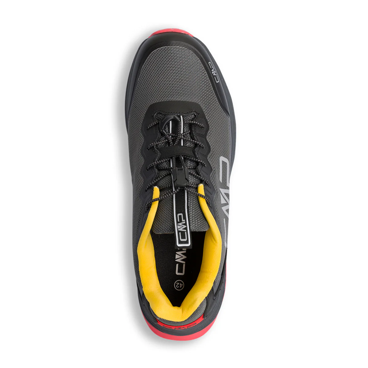 Scarpe da trail running da uomo nere waterproof con dettagli rossi e gialli CMP Phelyx - Image 7