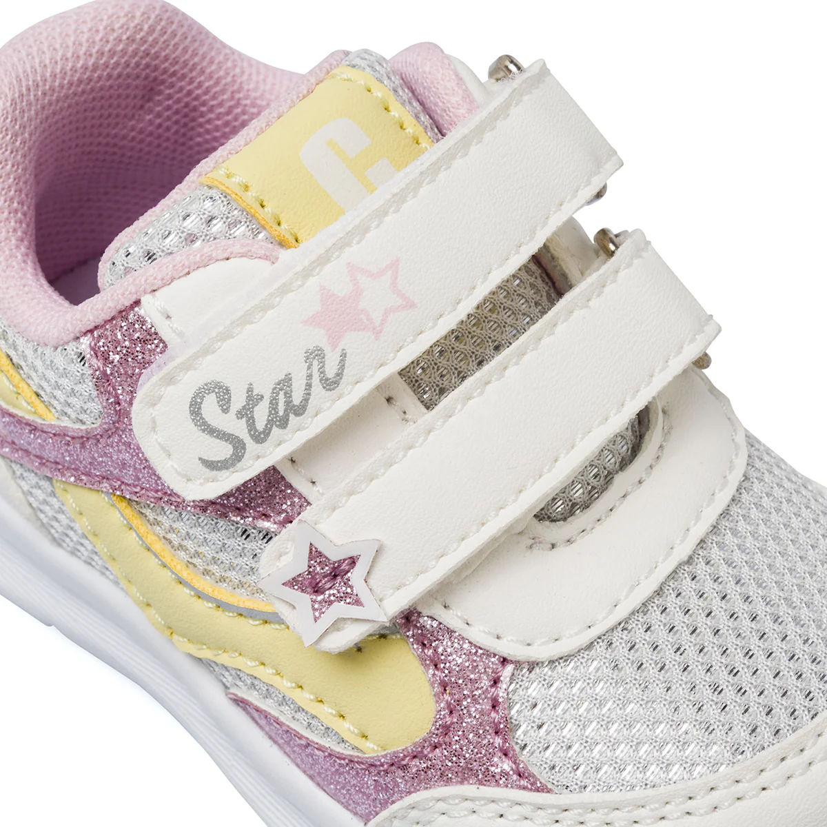 Scarpe Primi Passi Bambina Bianche con glitter rosa e stelle Chicco - Image 4