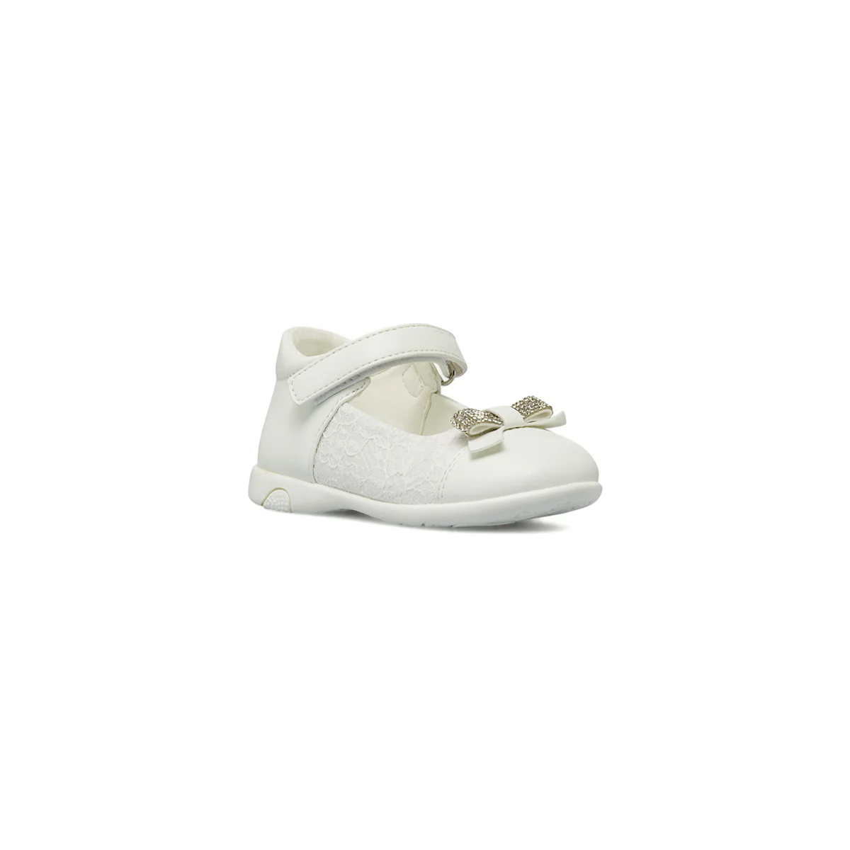 Scarpe primi passi Bambina bianche con pizzo e strass Le scarpe di Alice - Image 2