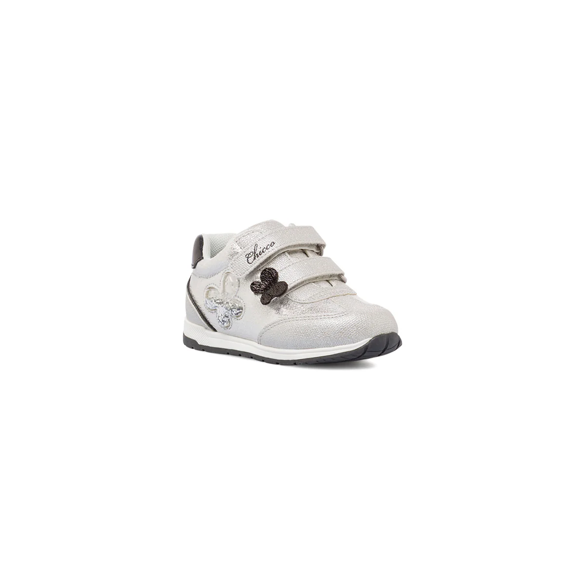 Scarpe primi passi da bimba argento con farfalle e glitter Chicco - Image 2
