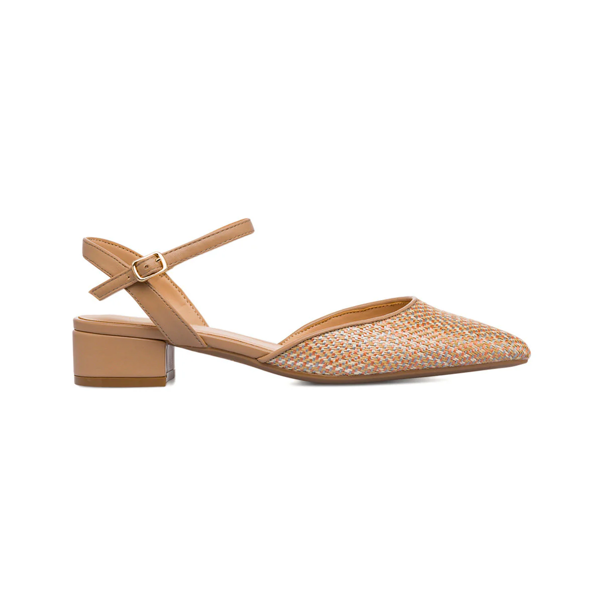 Scarpe slingback con tacco basso beige effetto rafia da Donna Lora Ferres - Image 4