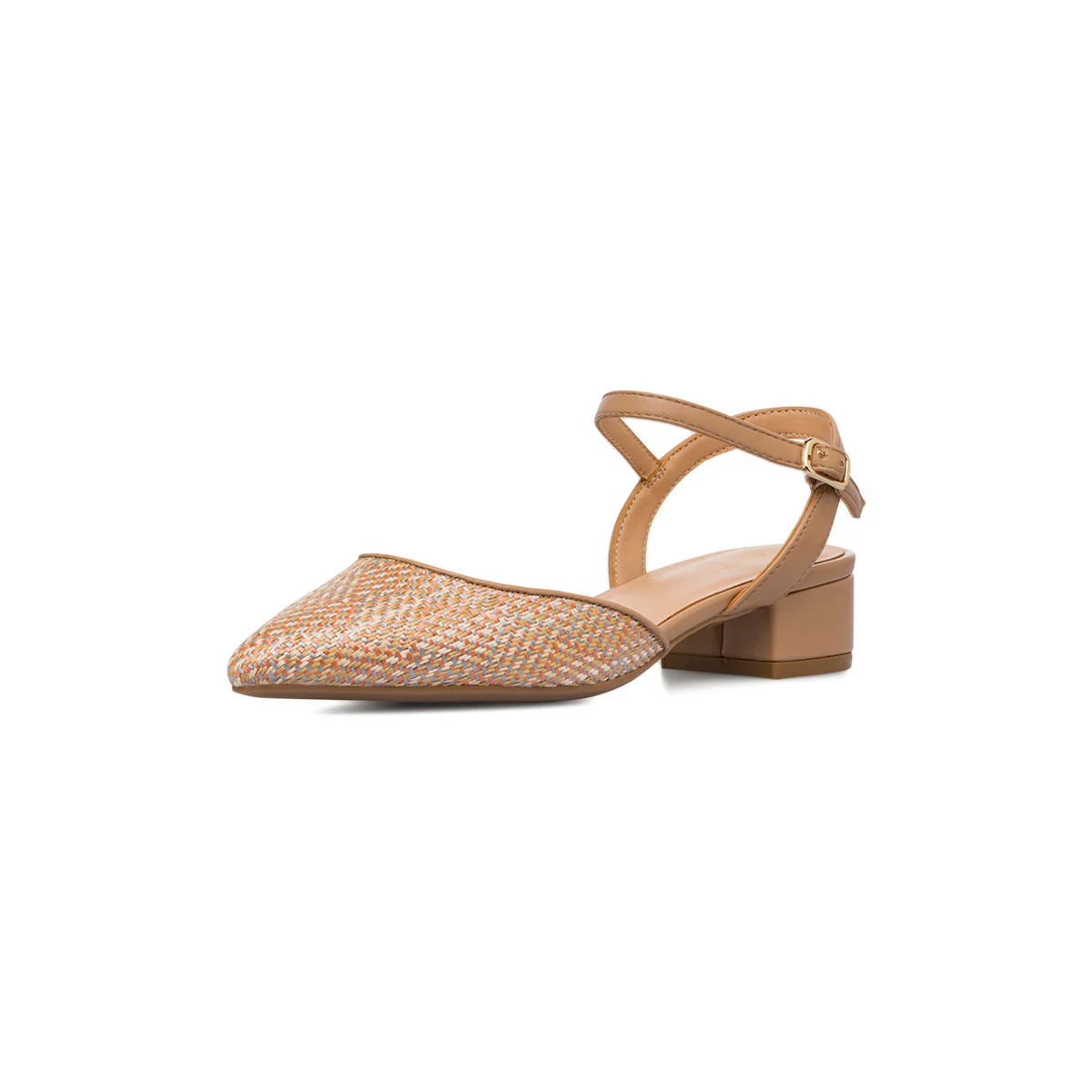 Scarpe slingback con tacco basso beige effetto rafia da Donna Lora Ferres - Image 5