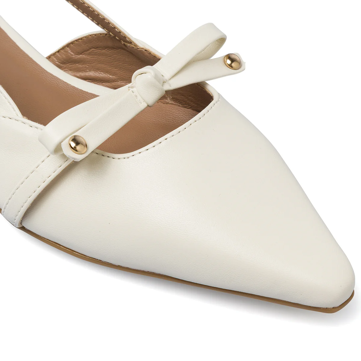 Scarpe slingback da Donna panna con fiocco e tacco basso Lora Ferres - Image 4
