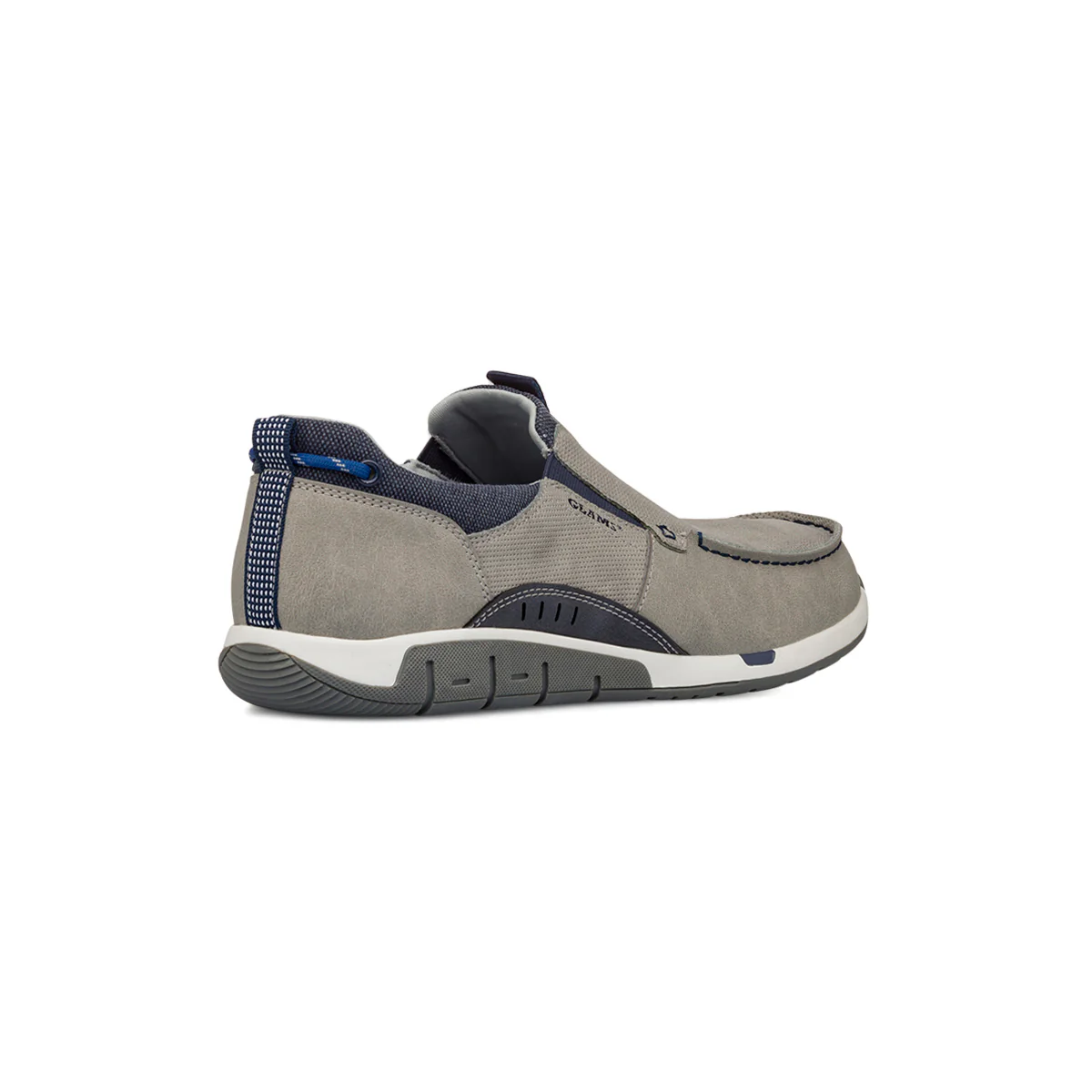 Scarpe Slip-on uomo in tessuto grigio con suola flessibile e dettagli navy Glams - Image 3