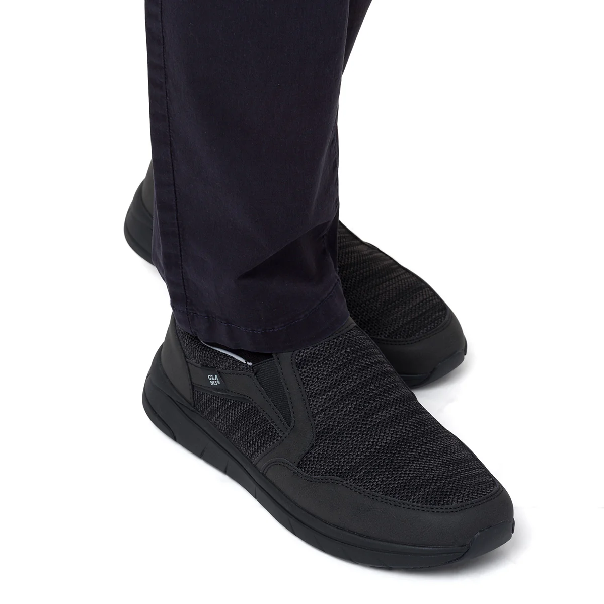 Scarpe slip-on uomo in tessuto nero traspirante con suola flessibile Glams - Image 2