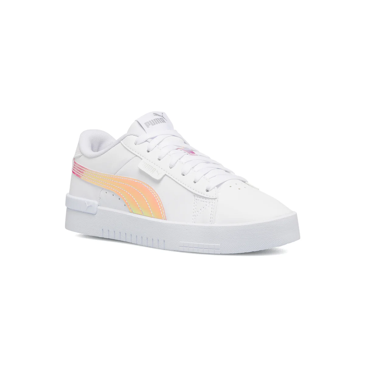 Scarpe sportive bianche da ragazza con striscia effetto laminato Puma Jada Holo Jr - Image 2