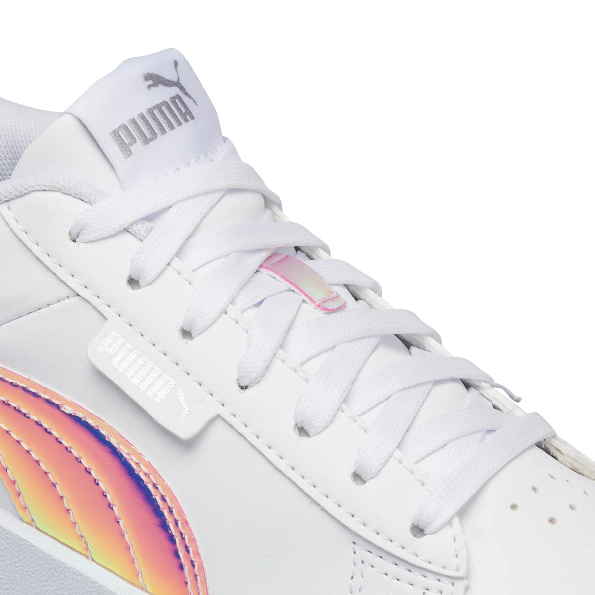 Scarpe sportive bianche da ragazza con striscia effetto laminato Puma Jada Holo Jr - Image 6